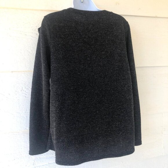 Perfect Peach Size Small Comfy Charcoal Long Sleeve Ruffled Sweater - Picture 7 of 10